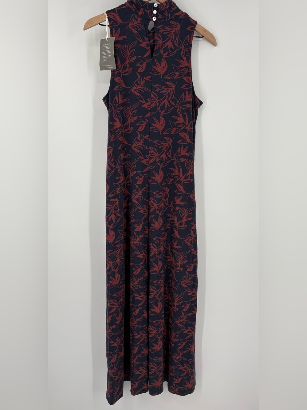NWT Garnet Hill TENCEL Lyocell Floral Mock Neck Maxi Dress M Pockets - Picture 12 of 16